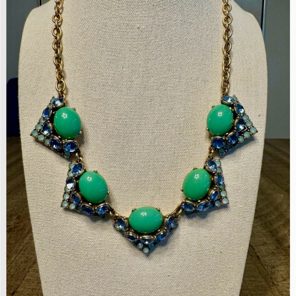 Stella and Dot Statement Blue and Green Crystal Necklace